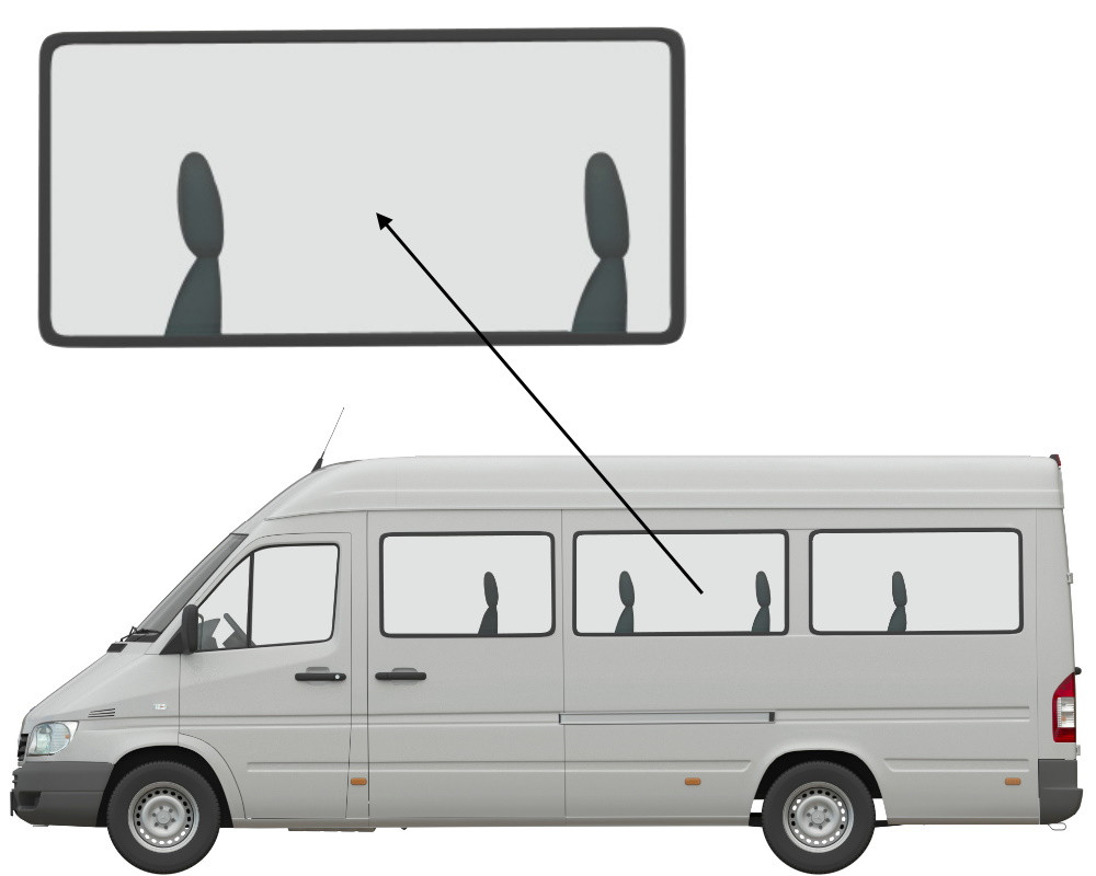 Бічне скло Mercedes Sprinter 1995-2006 салону середнє ліве на ущільнювач довга база, фото 1