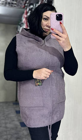 Стильний жилет-альпака у сірому кольорі, розміри 54-58., фото 1