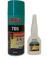 Супер клей з активатором AkFix 705 200 мл + 50 гр (гель)