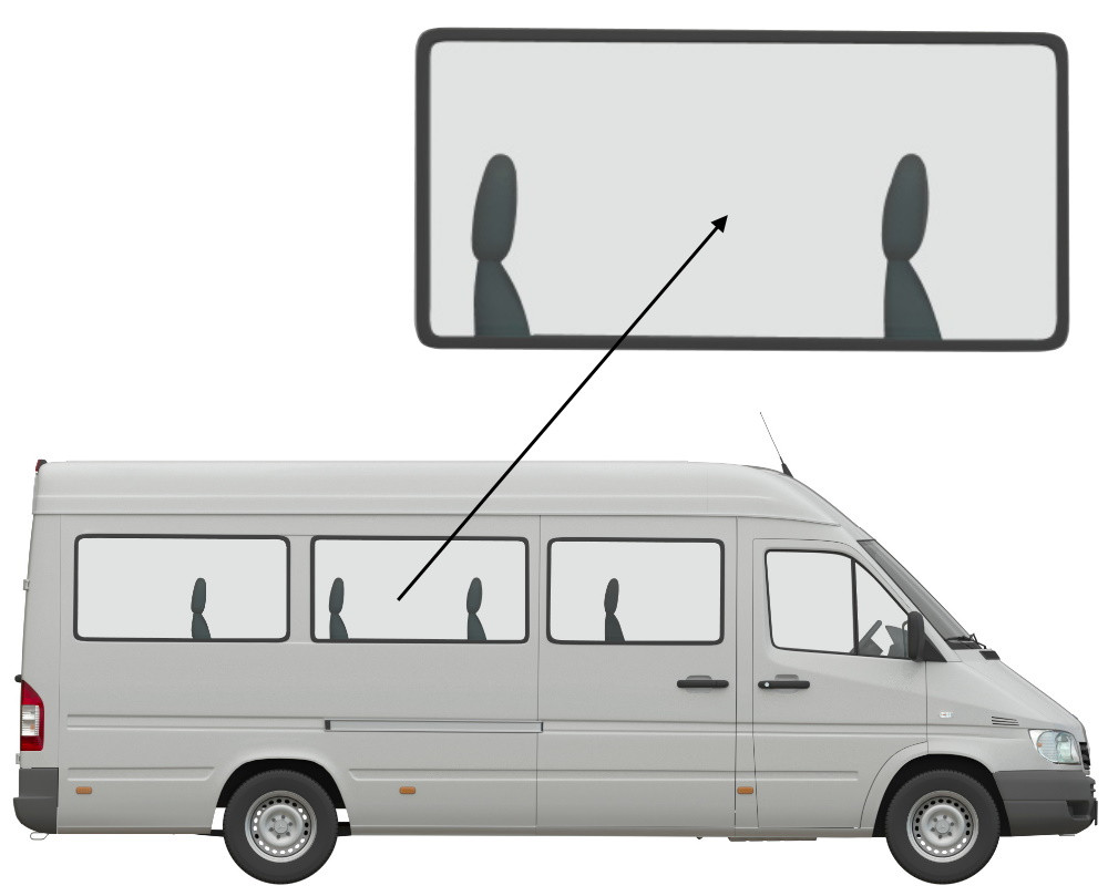 Бічне скло Mercedes Sprinter 1995-2006 салону середнє праве на ущільнювач довга база, фото 1