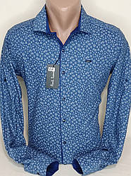 Сорочка чоловіча Paul Smith vd-0057 приталена у візерунок із довгим рукавом трансформер Туреччина стильна ошатна XL