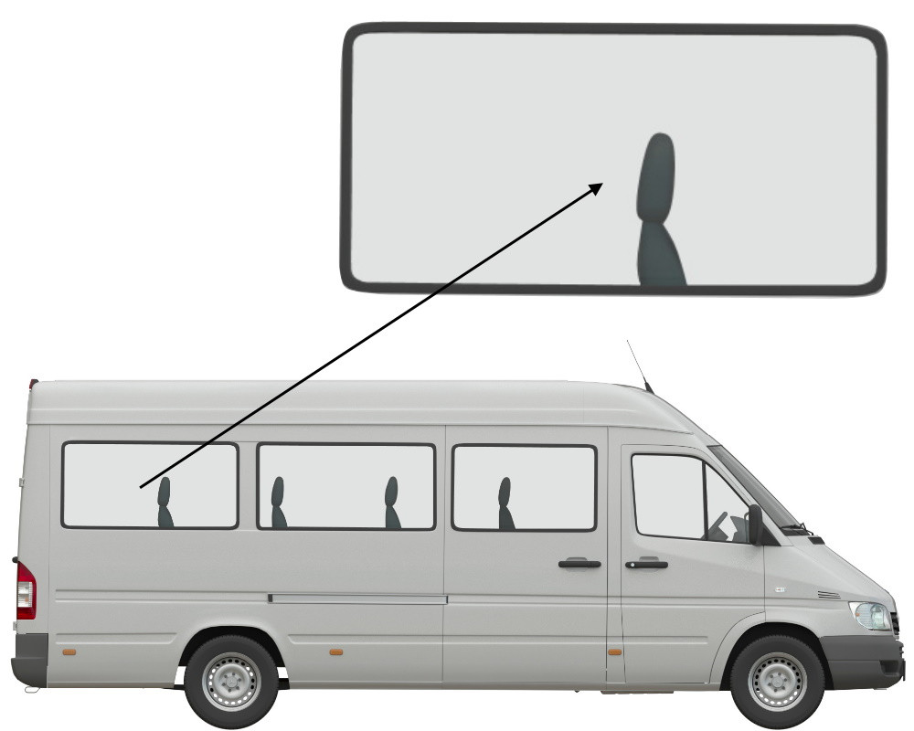 Бічне скло Mercedes Sprinter 1995-2006 салону заднє праве на ущільнювач довга база, фото 1