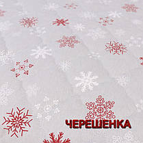 Новорічна Євро максі стьобане покривало 240х215 см байка / мікрофібра світло-сіре зі сніжинками, фото 5