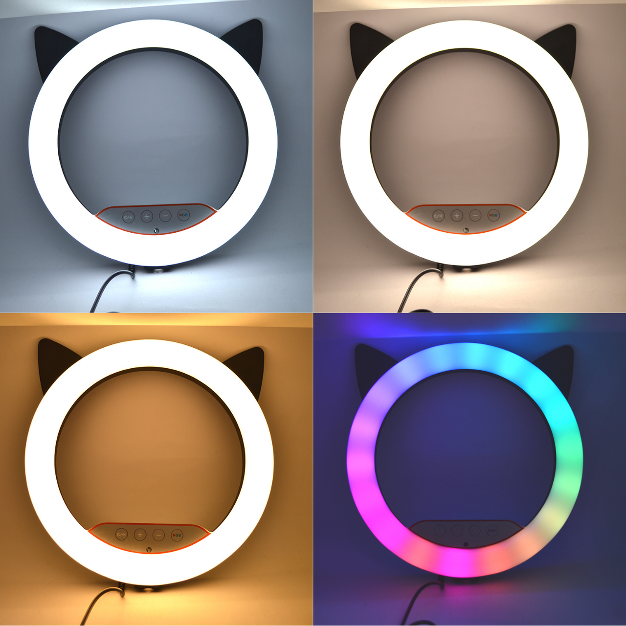 Кільцева лампа RGB CM-26 з вушками 26см з тримачем для телефону