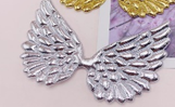 Украшение новогоднее крылья серебро тканевые объёмные. 6.5х8.5 см