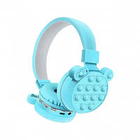 Беспроводные Bluetooth наушники для детей и подростков с антистрес ушками CXT 806G в стиле Pop IT Бирюзовый