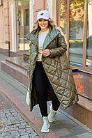 Зимнее теплое женское пальто ЗИМА Плащевка силикон 200 Размеры: 48-50, 52-54, 56-58, 60-62, 64-66, 68-70