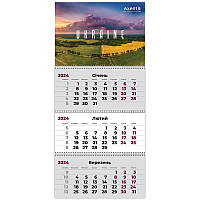 Календарь настенный квартальный 2024 Axent на 3 спирали 29,7*63см 8803-24-12-A UA 3