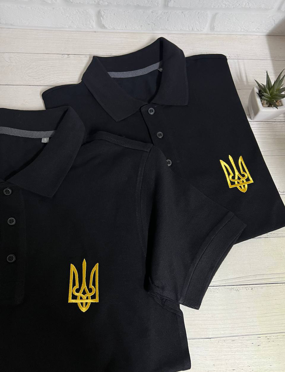 Патріотична футболка поло "Тризуб" з ВИШИВКОЮ