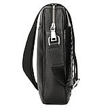 Чоловіча сумка через плече Натуральня шкіра Барсетка Чоловіча шкіряна сумка для документів планшет Чорна, фото 2