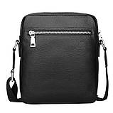 Чоловіча сумка через плече Натуральня шкіра Барсетка Чоловіча шкіряна сумка для документів планшет Чорна, фото 3