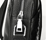 Чоловіча сумка через плече Натуральня шкіра Барсетка Чоловіча шкіряна сумка для документів планшет Чорна, фото 5