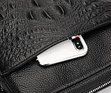 Чоловіча сумка через плече Натуральня шкіра Барсетка Чоловіча шкіряна сумка для документів планшет Чорна, фото 8