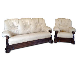 Шкіряний комплект меблів з двома кріслами Барон (3р + 1 + 1), м'які меблі, меблі в шкірі, шкіряні меблі, фото 2