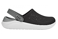 Crocs LiteRide Clog Original Black Smoke мужские, Кроксы Лайтрайд оригинал черные с белой подошвой