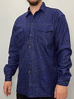 Рубашка мужская на меху в клетку XL,2XL,3XL,4XL,5XL Рубаха зимняя теплая на пуговицах Ao longcom