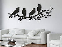 Картина: "Птички на ветке". Декоративное панно на стену, 25 см