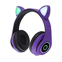 Наушники беспроводные Bluetooth со светящимися кошачьими ушками Wireless Headphone CXT-B39 Фиолетовый