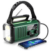 Солнечное радио Leaton Army green 10000 mAh Weather Radio зарядка USB Type-C фонарик и лампа для чтения