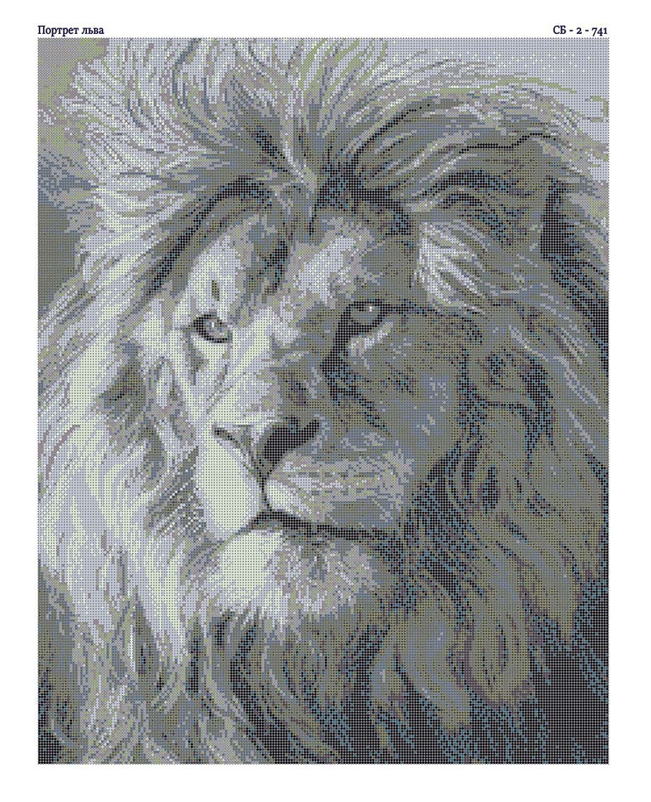 Схема для вишивки бісером ,, Портрет Лева ( Монохром ,, Сб-2-741, фото 1