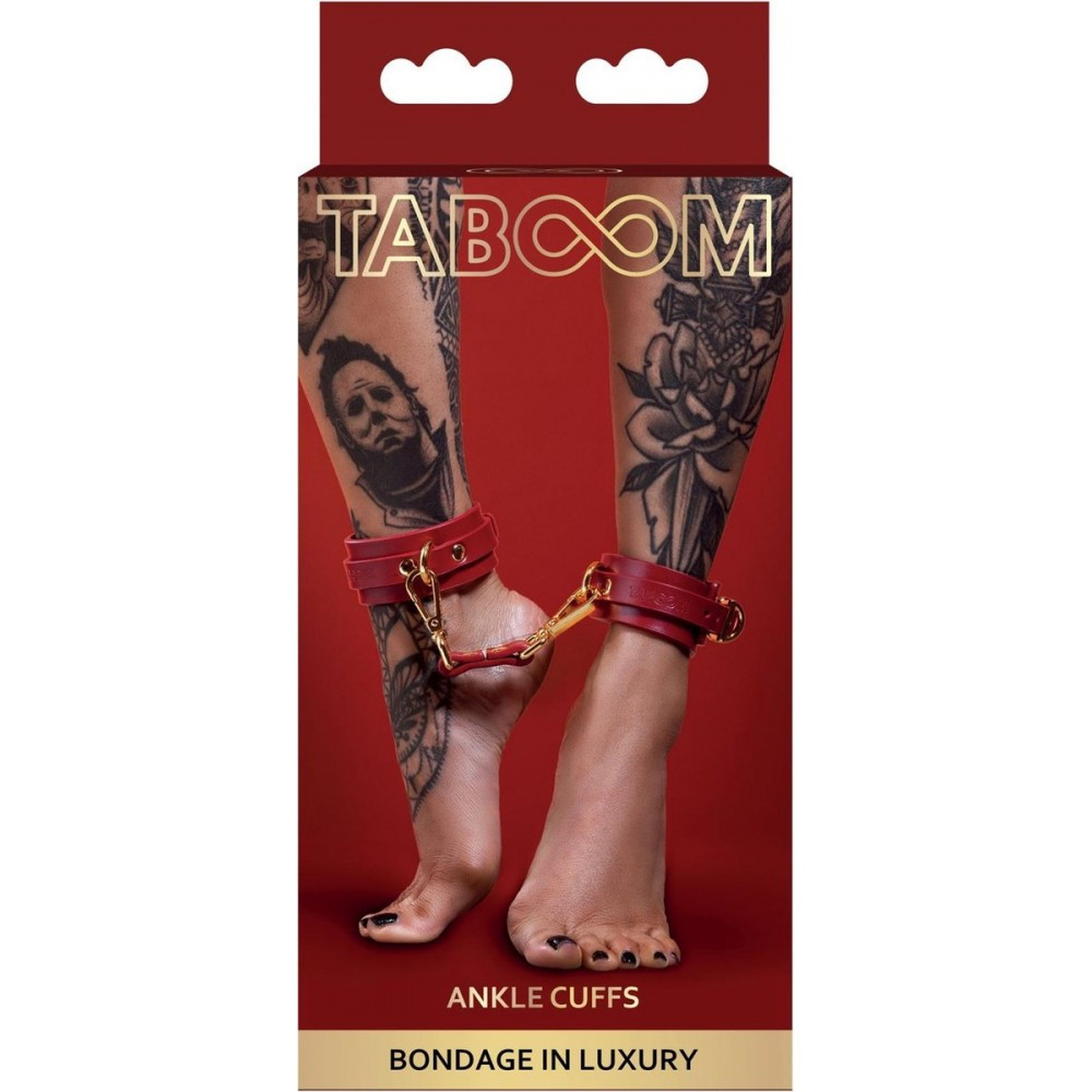 Поножи з карабінами Taboom червоні, золотиста фурнітура