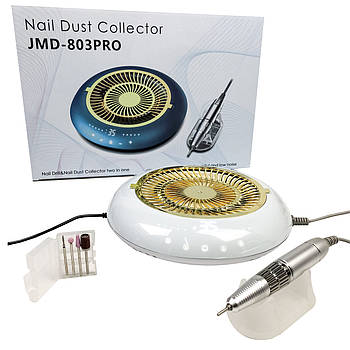 Фрезер для манікюру JMD-803 Pro 60 Вт з витяжкою 2 в 1 сенсорний манікюрний апарат для зняття гель лаку з фрезами
