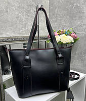 Сумка шоппер на блискавці чорна сумка сумка через плече жіноча А4 формату