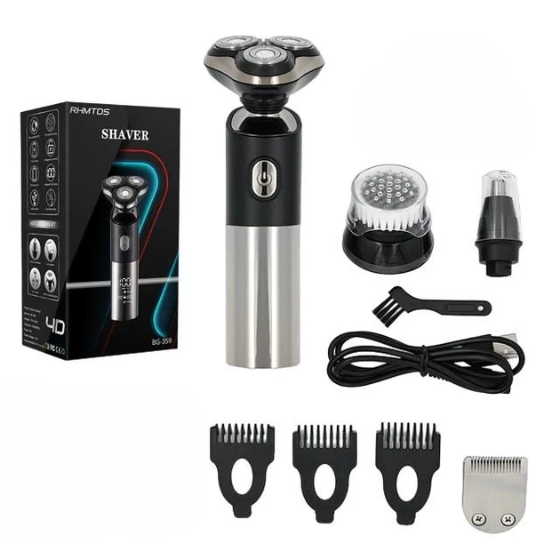 Електробритва роторна BG-359 з 3 плавальними головками акумуляторна з цифровим дисплеєм