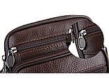 Чоловіча сумка через плече Натуральна шкіра Барсетка Чоловіча шкіряна сумка для документів планшет Коричнева, фото 10