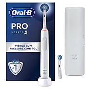 Електрична зубна щітка Braun Oral-B PRO3 3500 White з дорожнім футляром і двома насадками Sensitive clean, фото 2