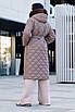 Жіноче зимове стьобане пальто мокко з хутром, фото 5