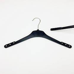 Вішаки плічка для одягу пластикові W-DP38 чорного кольору, довжина 380 мм
