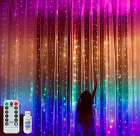 Гірлянда штора usb великі краплі роси 3х3м 300 led rgb Гірлянда з мультиколір (Новорічні гірлянди на вікна)