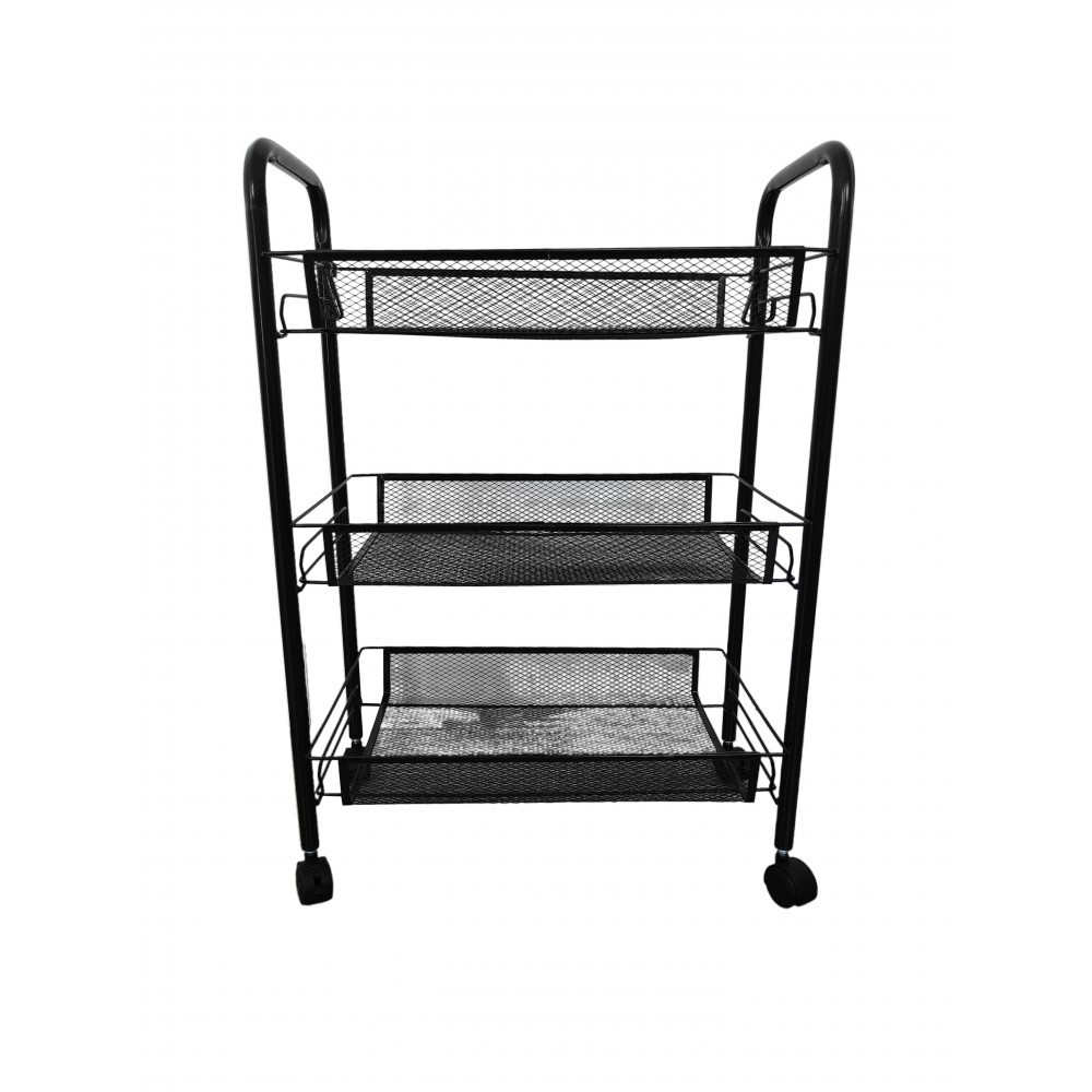 Стелаж етажерка з полицями Bonro B-073 чорний на колесах для дому офісу салону майстра B_2163, фото 1