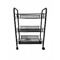 Стелаж етажерка з полицями Bonro B-073 чорний на колесах для дому офісу салону майстра B_2163