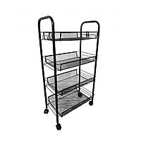 Стелаж етажерка з полицями Bonro B-074 чорний на колесах для дому офісу салону майстра B_2163
