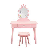 Столик туалетний Bonro В-084 з дзеркалом + рожевий табурет + підсвічування стіл косметичний B_2163