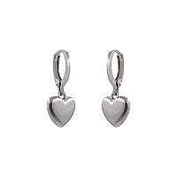 Сережки-підвіски "Сердечко" родій