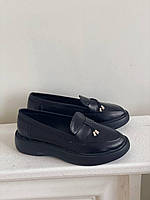 Женские черные туфли лоферы 38 р