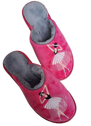 Тапочки жіночі  домашні  дл відпочинку ваших ніжек ТМ Wiktoria рожеві з сірим серцем, фото 2