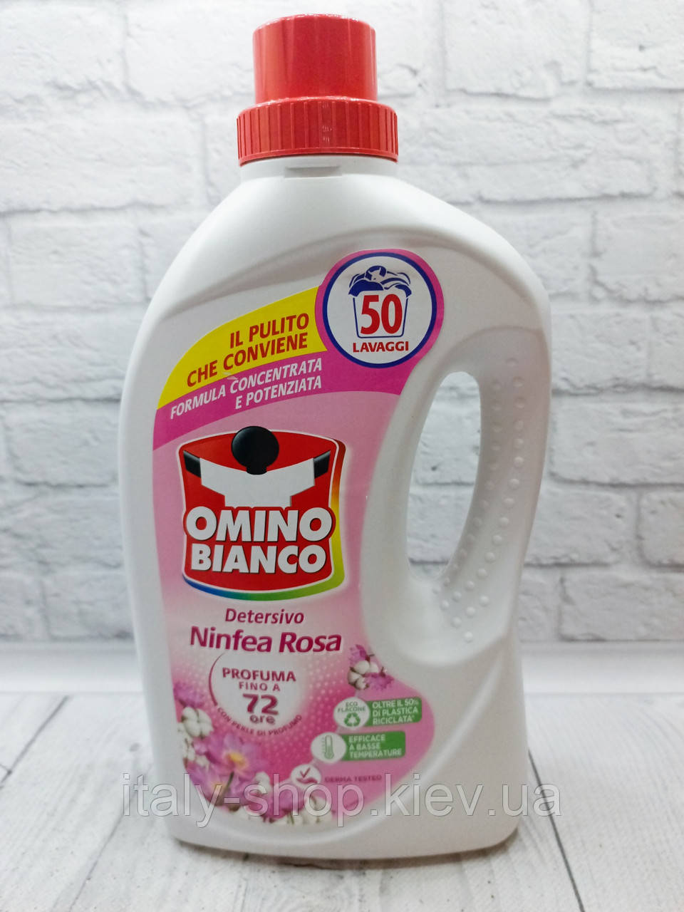 Концентрований гель для прання Omino Bianco Ninfea Rosa 2000 мл, 50 прань, Італія