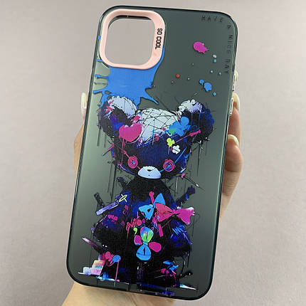 Чохол для Apple iPhone 11 Pro Max чохол з принтом ведмедика на телефон айфон 11 про макс чорний x0w, фото 1