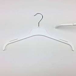 Плічка вішаки для одягу пластикові W-L38 білого кольору, довжина 380 мм