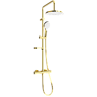Душевой набор Mexen KX05 с тропическим душем и термостатическим смесителем, золото/белый
