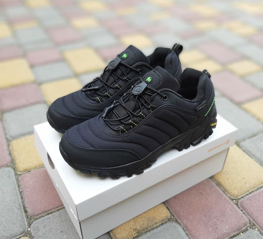 Чоловічі зимові термо кросівки Merrell Vibram Cordura взуття Мерелл чорні утеплені флісом повсякденні осінь зима