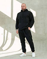 Плюшевый спортивный костюм мужской черный оверсайз