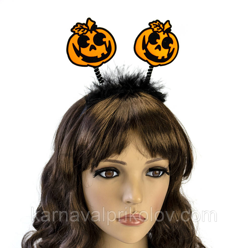 Обідок карнавальний Гарбузик на пружинках (1шт)