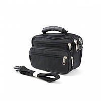Мужская сумка - барсетка Wallaby 21231 на 6 отделов с резиновой ручкой - Черная 23х16х10см