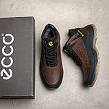 Черевики чоловічі зимові шкіряні на хутрі, спортивні повсякденні черевики Теплі коричневі Високі на зиму *124 brown*, фото 7