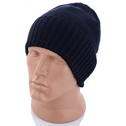 Темно синя шапка з закотом, всередині повністю на флісі Розмір: 55- 60 (17124-1)